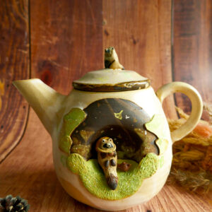 Théière en grès "Le thé du Tanuki" - Collection Forêt Secrète
