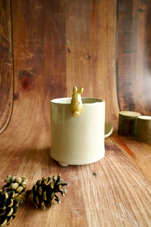 Petit planter + coupelle "Lapin fleur bleue" - Collection Habitée – Image 3