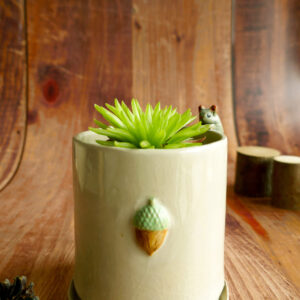 Petit planter + coupelle "Loir au gland" - Collection Habitée