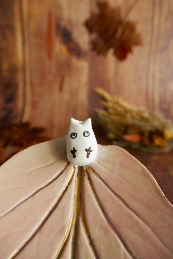 Coupelle grande feuille rose "Totoro blanc" – Image 4