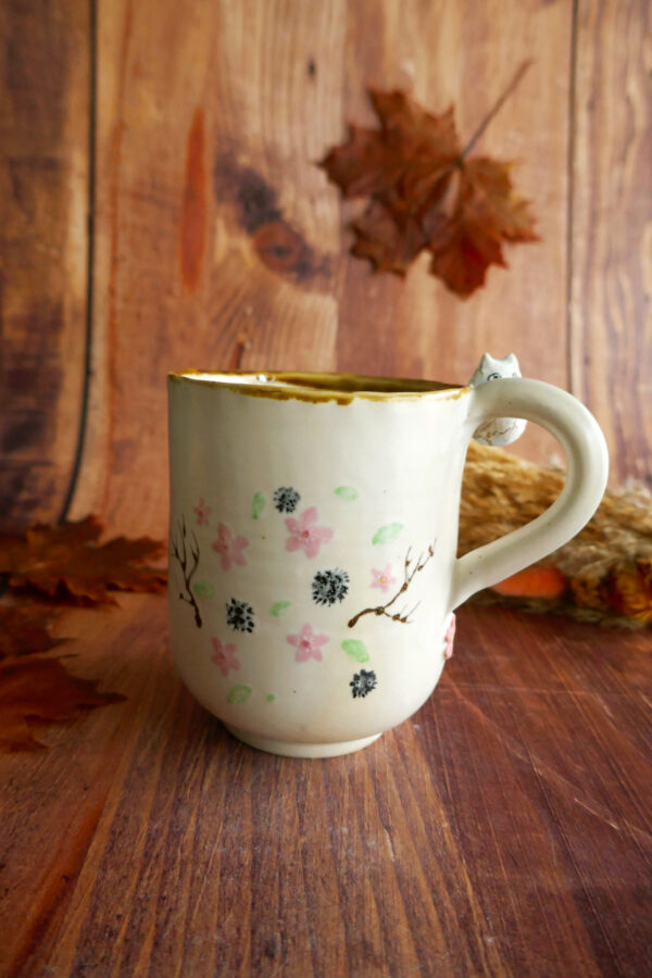 Mug Grès "Totoro blanc Sakuras"