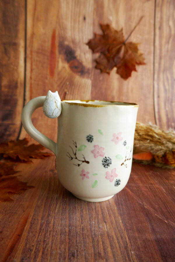 Mug Grès "Totoro blanc Sakuras" – Image 2
