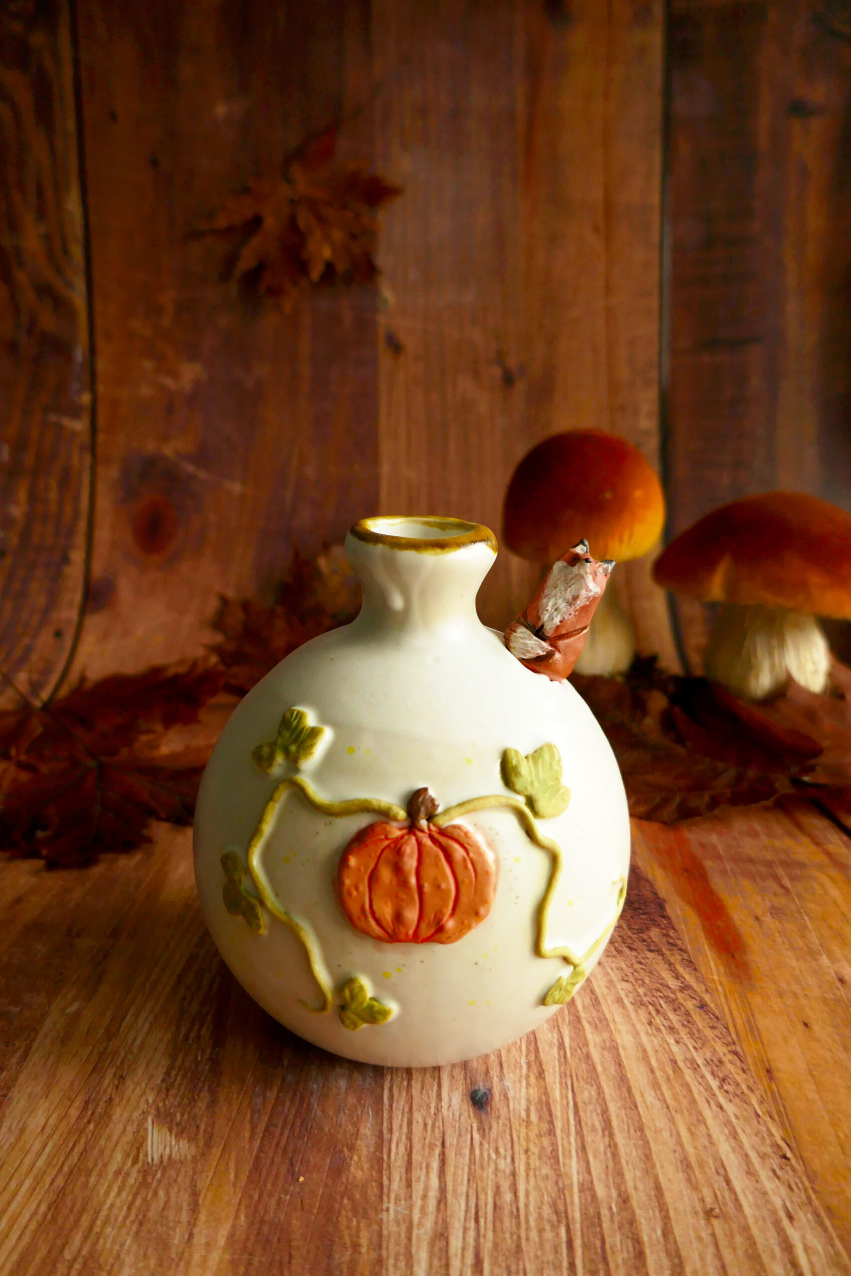 Vase grès "Renard à la citrouille"