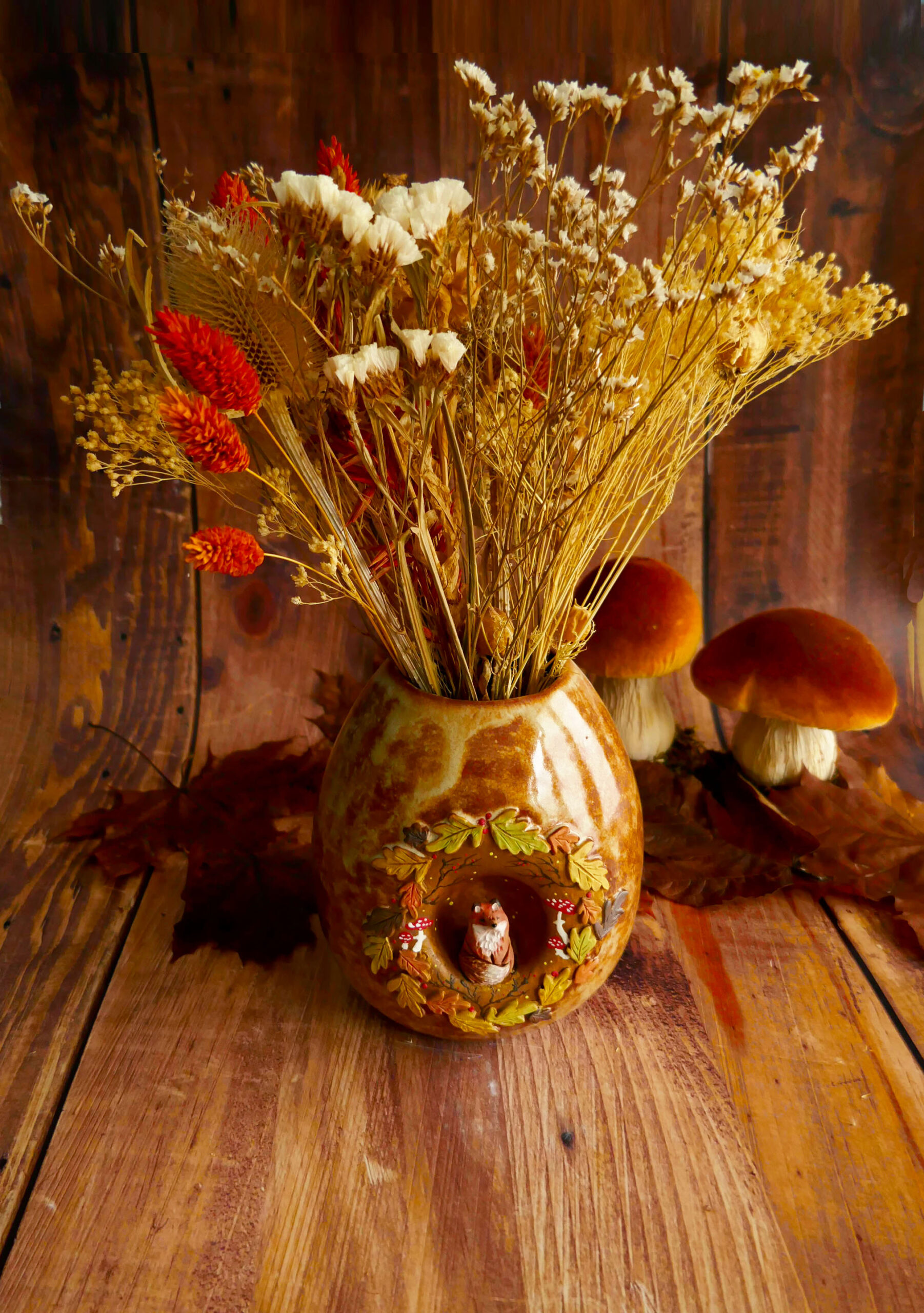 Vase grès "Renard Ronde d'Automne" – Image 2