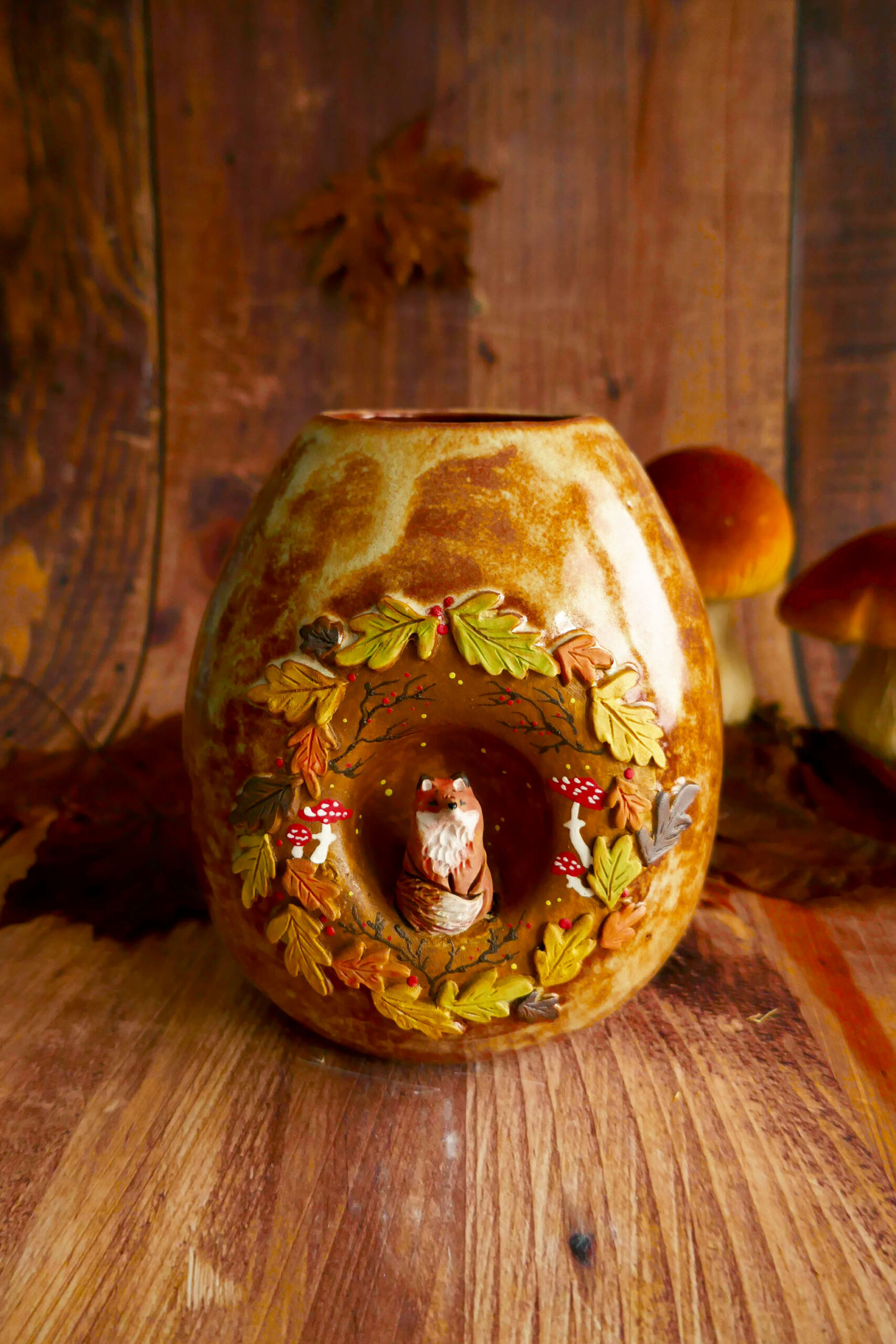 Vase grès "Renard Ronde d'Automne"