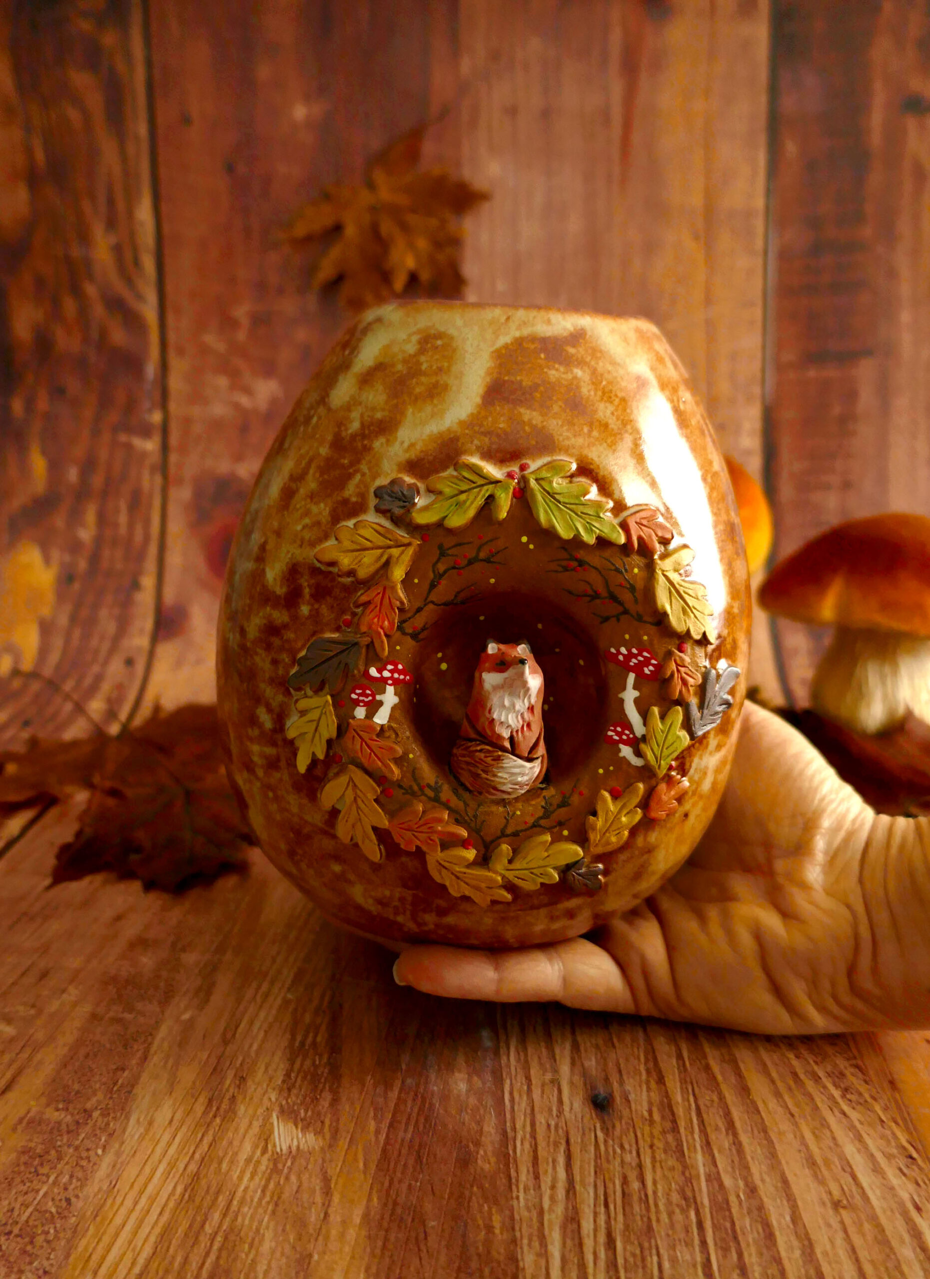 Vase grès "Renard Ronde d'Automne" – Image 5