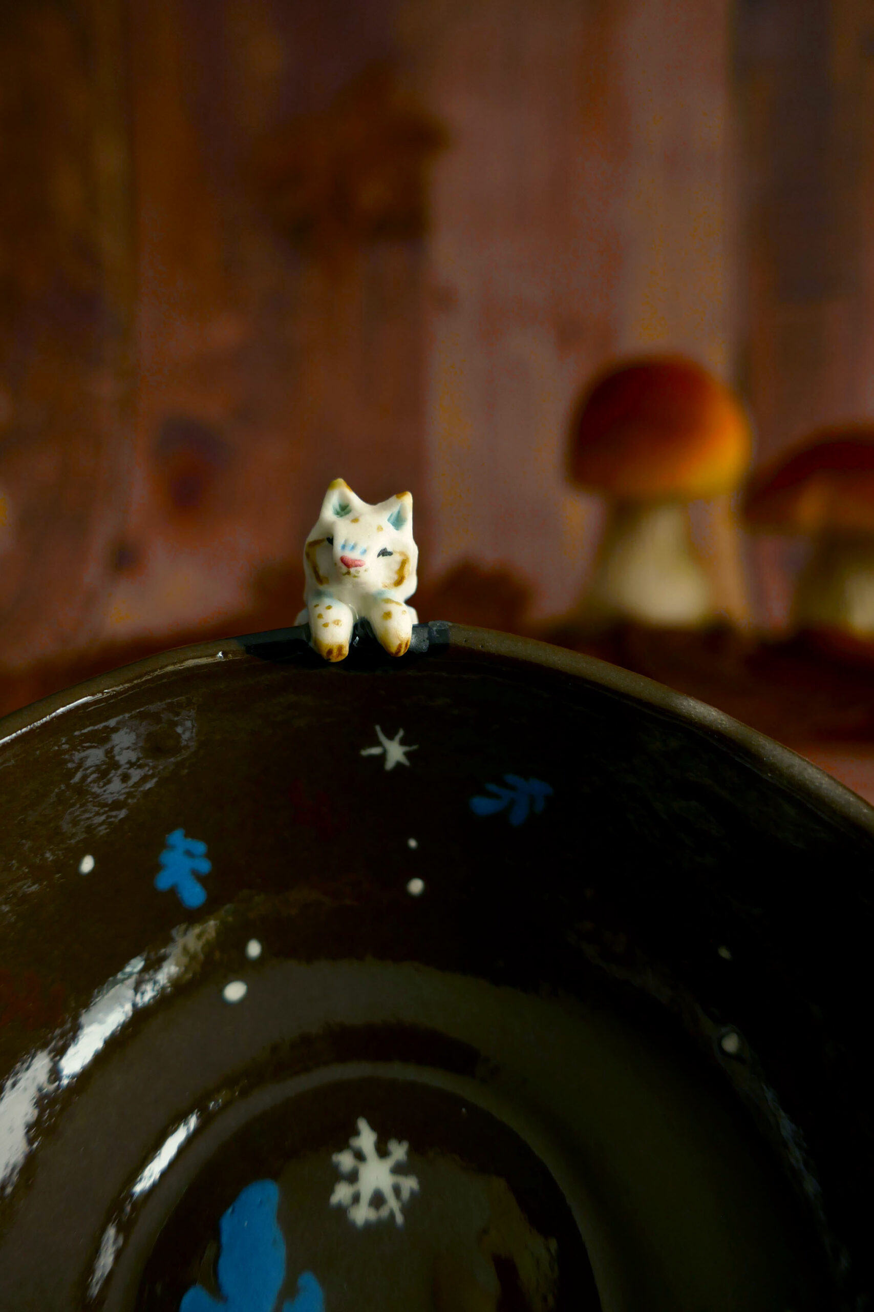Petit bol porcelaine noire Lynx blanc – Image 2