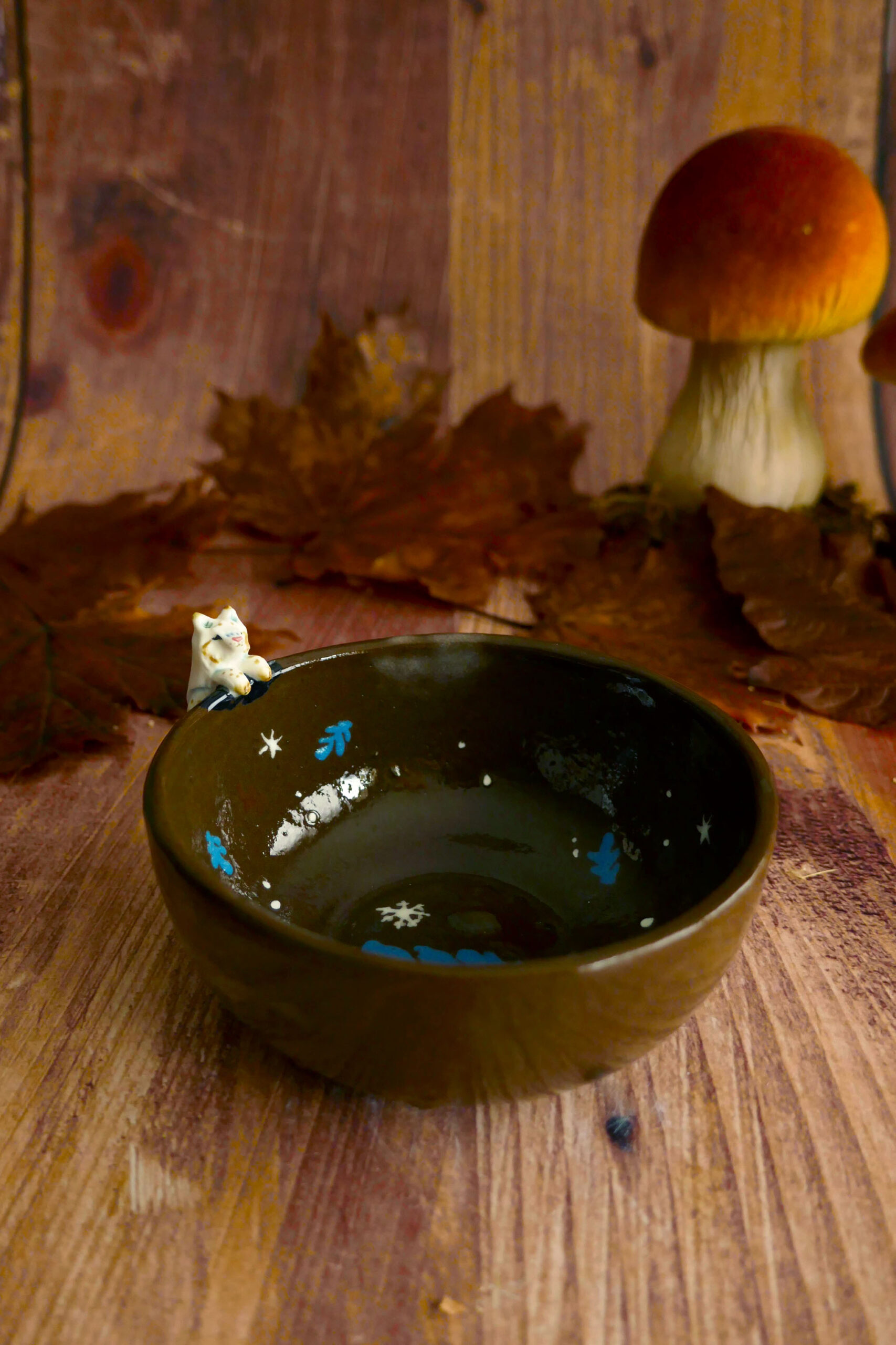 Petit bol porcelaine noire Lynx blanc – Image 4