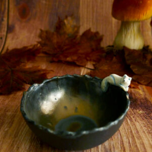 Bol porcelaine noire Renard polaire