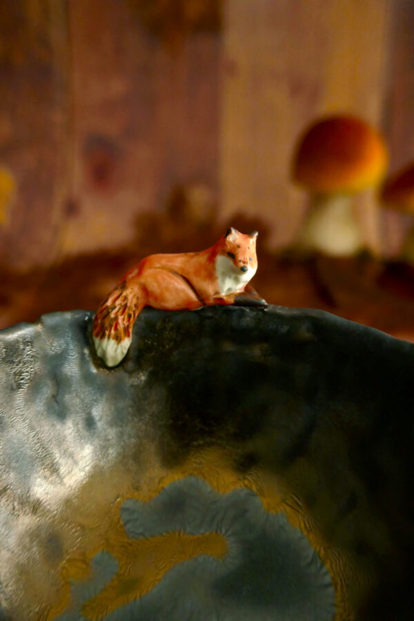 Bol pincé porcelaine noire Renard roux – Image 3