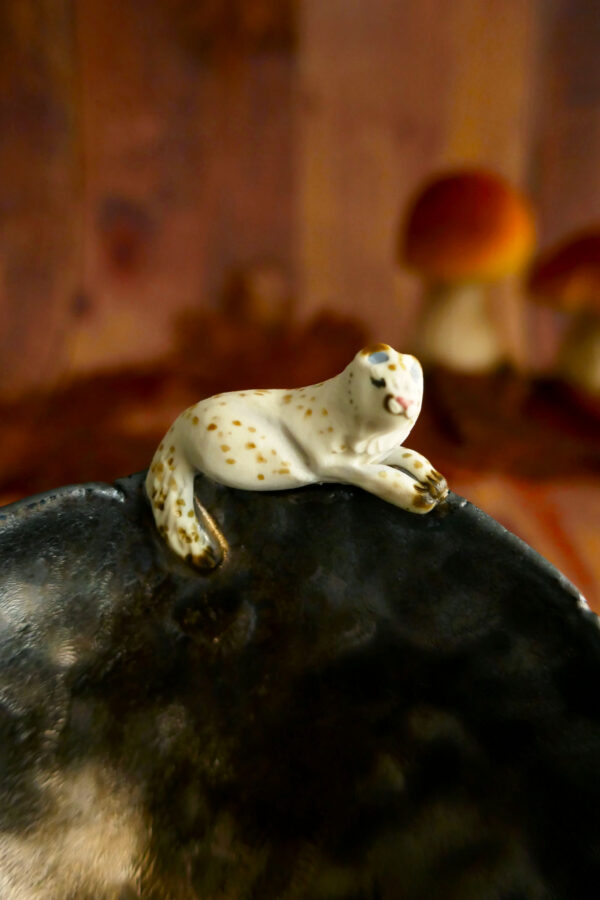Bol pincé porcelaine noire Panthère blanche – Image 3