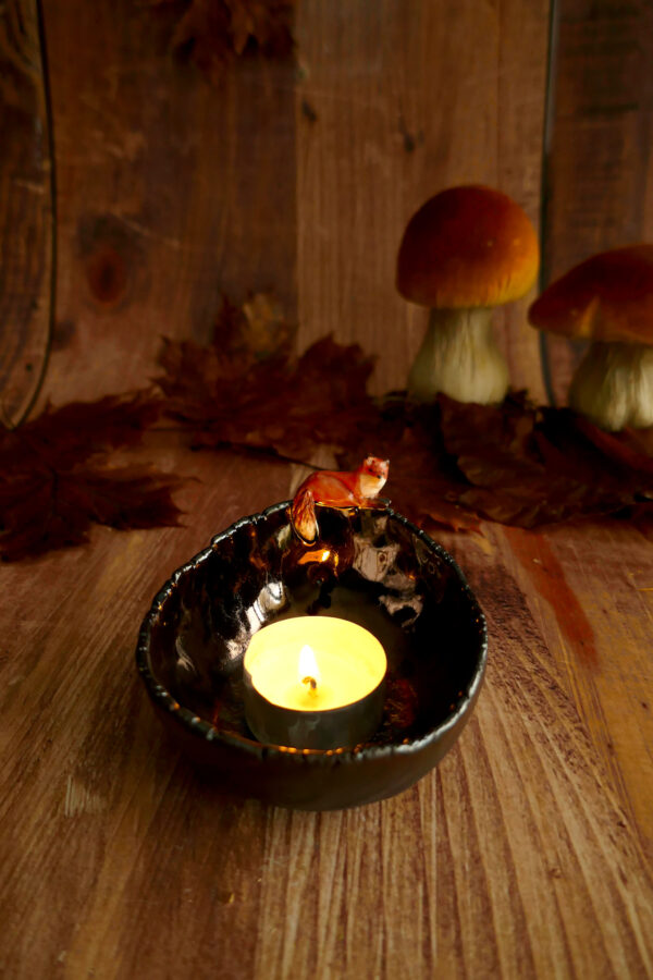 Bol pincé porcelaine noire Renard roux – Image 5