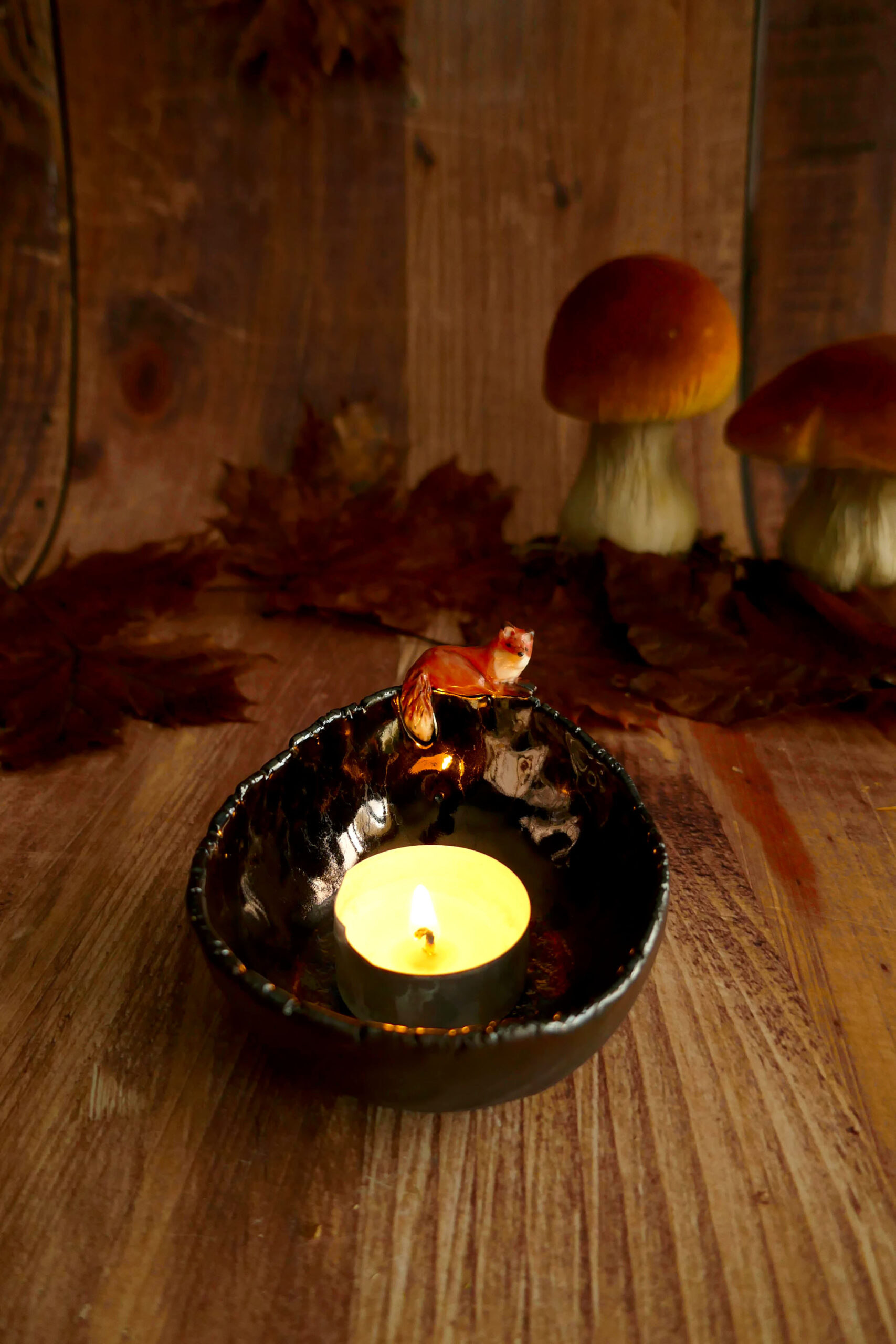 Bol pincé porcelaine noire Renard roux – Image 5