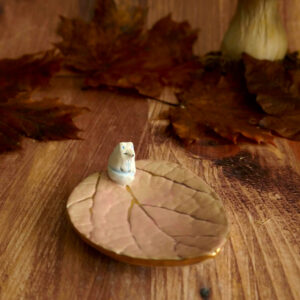 Coupelle feuille rose miniature "Renard Polaire"