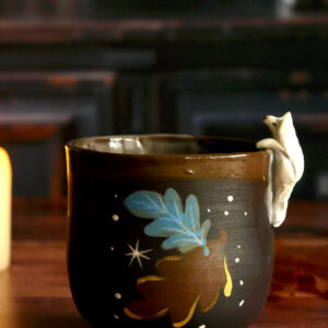 Tasses Café porcelaine noire "Loup arctique"