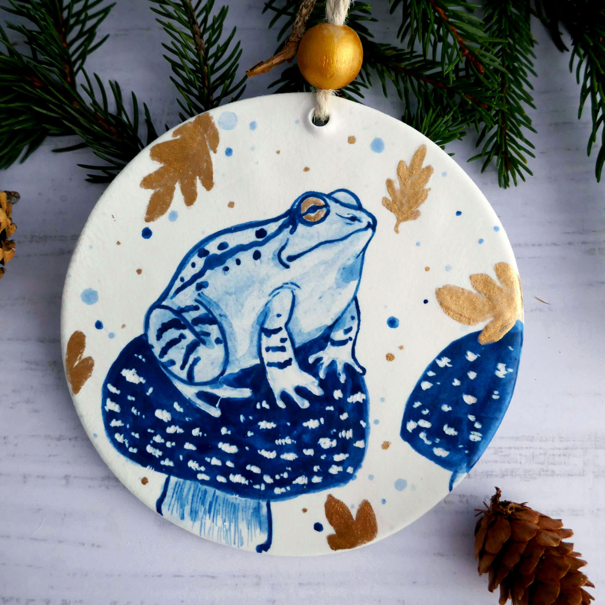 Murale porcelaine "Grenouille d'Automne"