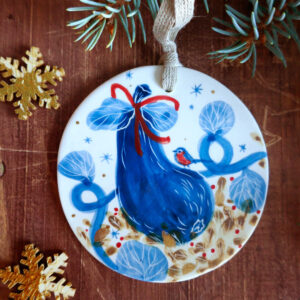 Décoration Noël ronde porcelaine "Butternut de Noël"