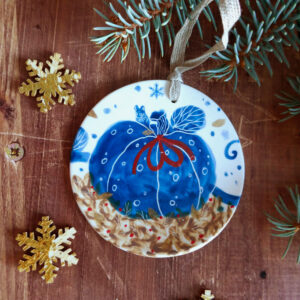 Décoration Noël ronde porcelaine "Courge de Noël"