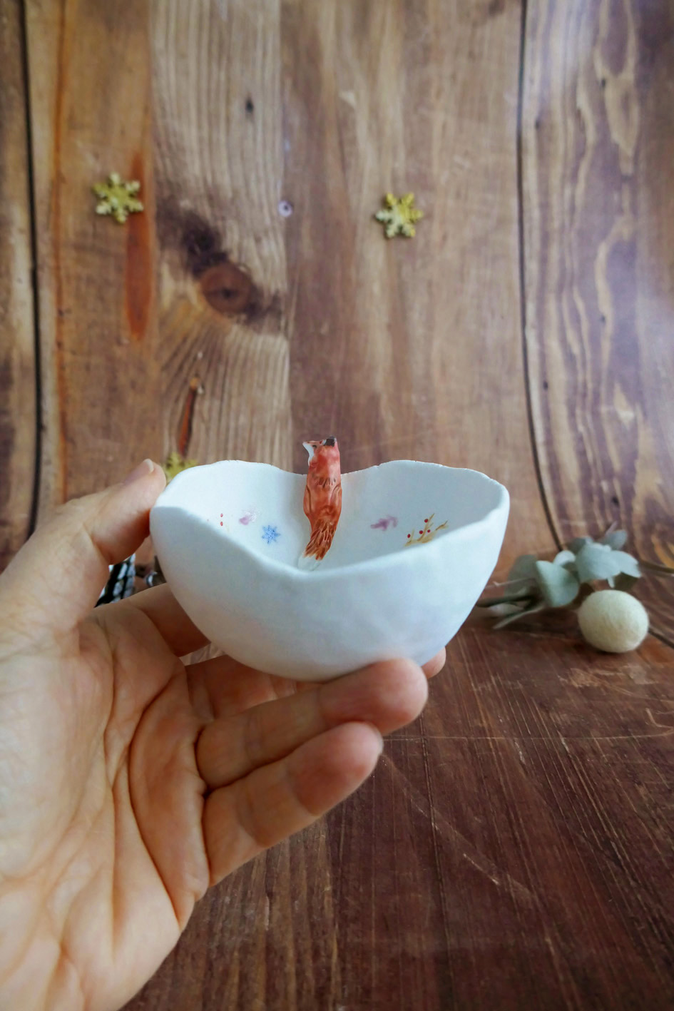 Petit bol pincé en porcelaine "Frozen Fox" – Image 3