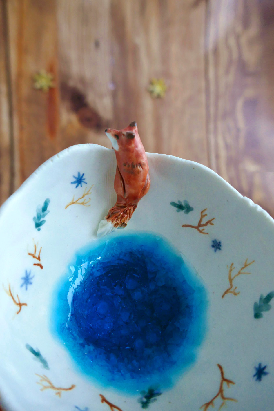 Petit bol pincé en porcelaine "Renard Hivernal"