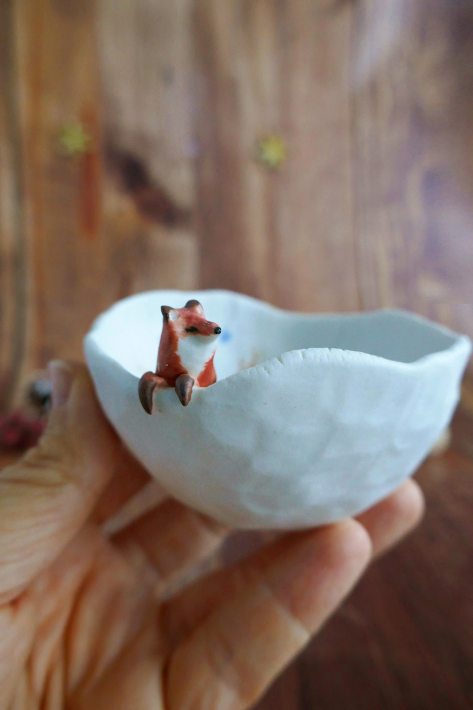 Petit bol pincé en porcelaine "Frozen Fox" – Image 4