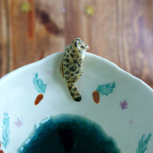 Petit bol pincé en porcelaine "Panthère des Neiges"