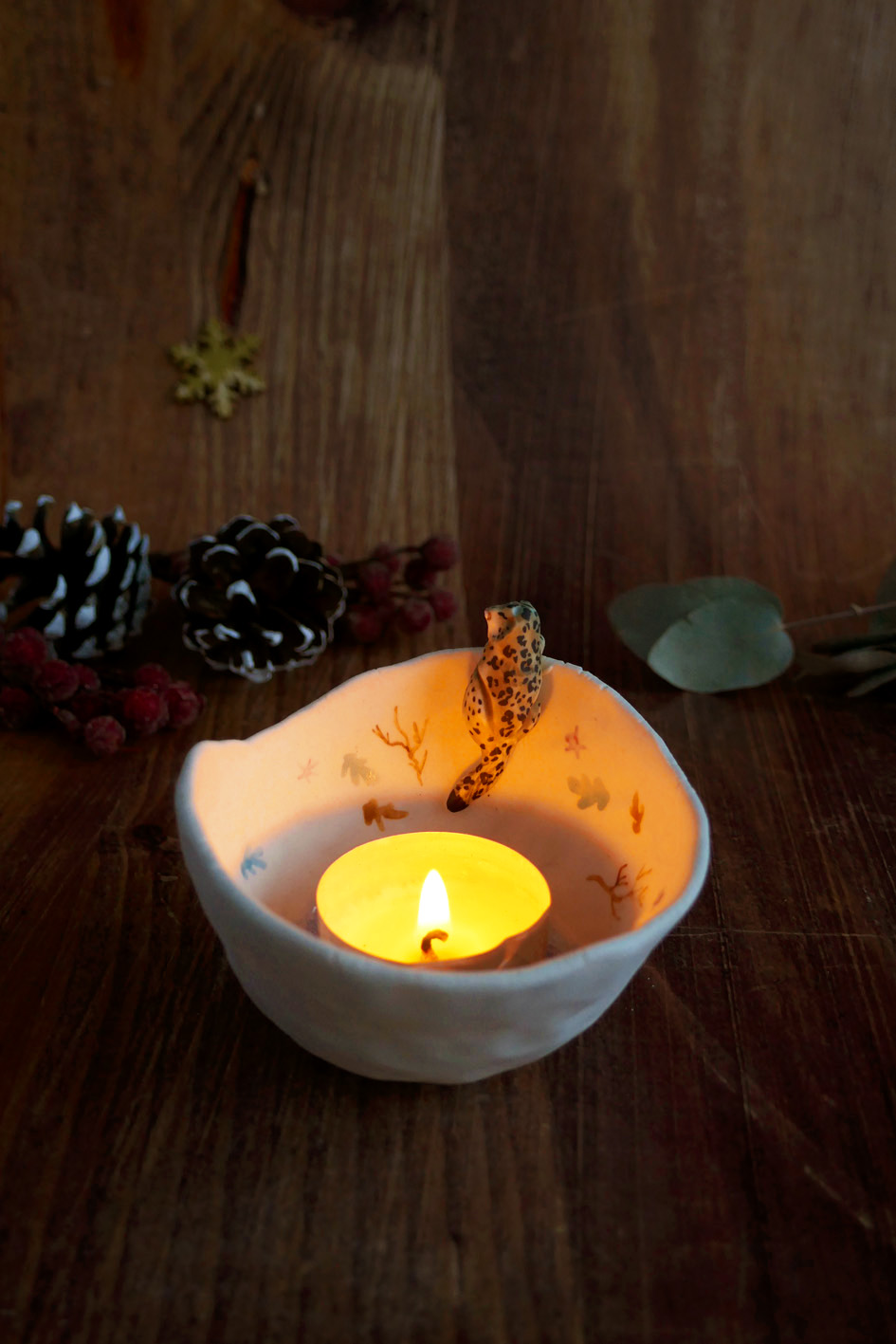 Petit bol pincé en porcelaine "Panthère des Neiges" – Image 5