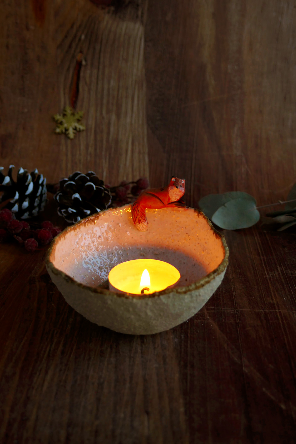 Petit bol pincé en grès "Renard Hivernal" – Image 5