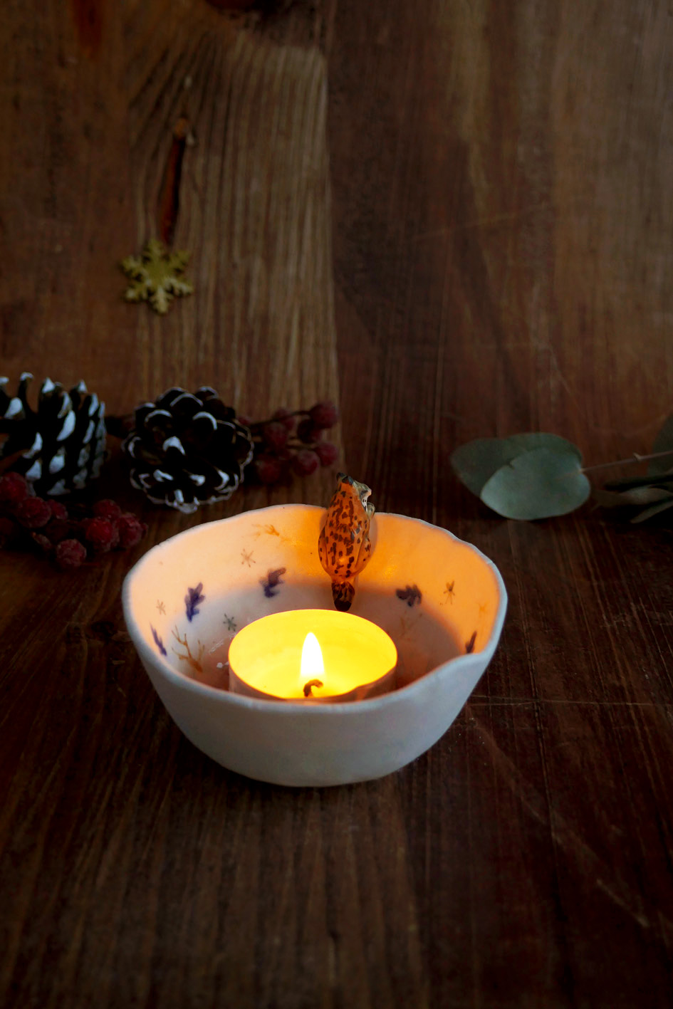 Petit bol pincé en porcelaine "Lynx d'Hiver" – Image 7