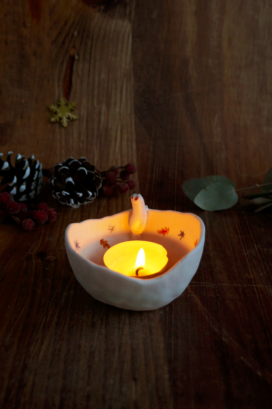 Petit bol pincé en porcelaine "Hermine blanche" – Image 6