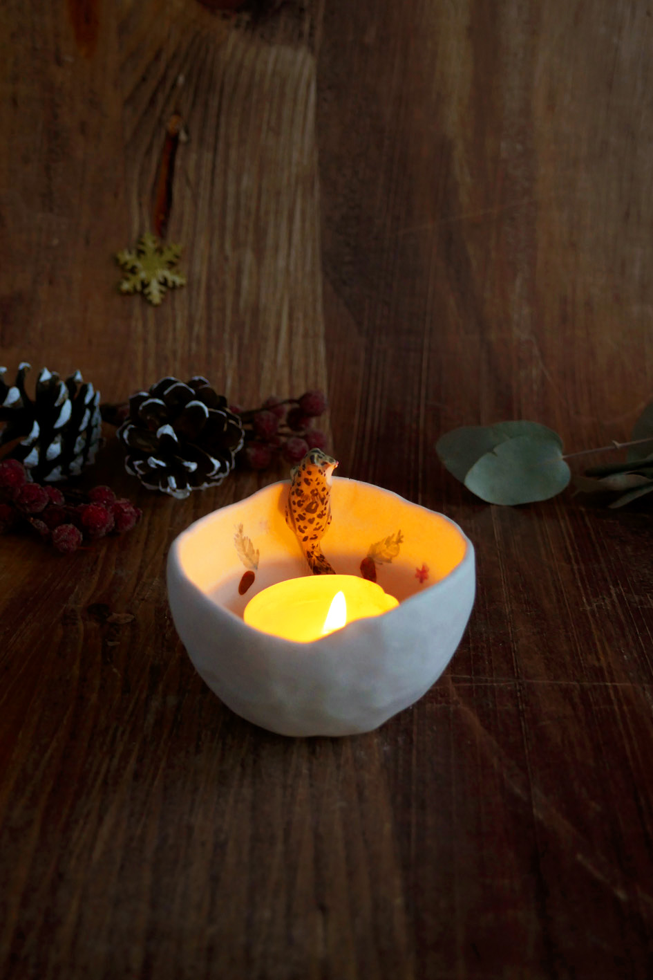 Petit bol pincé en porcelaine "Panthère des Neiges" – Image 6