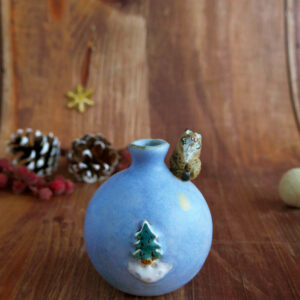 Mini Vase grès "Lynx au sapin"