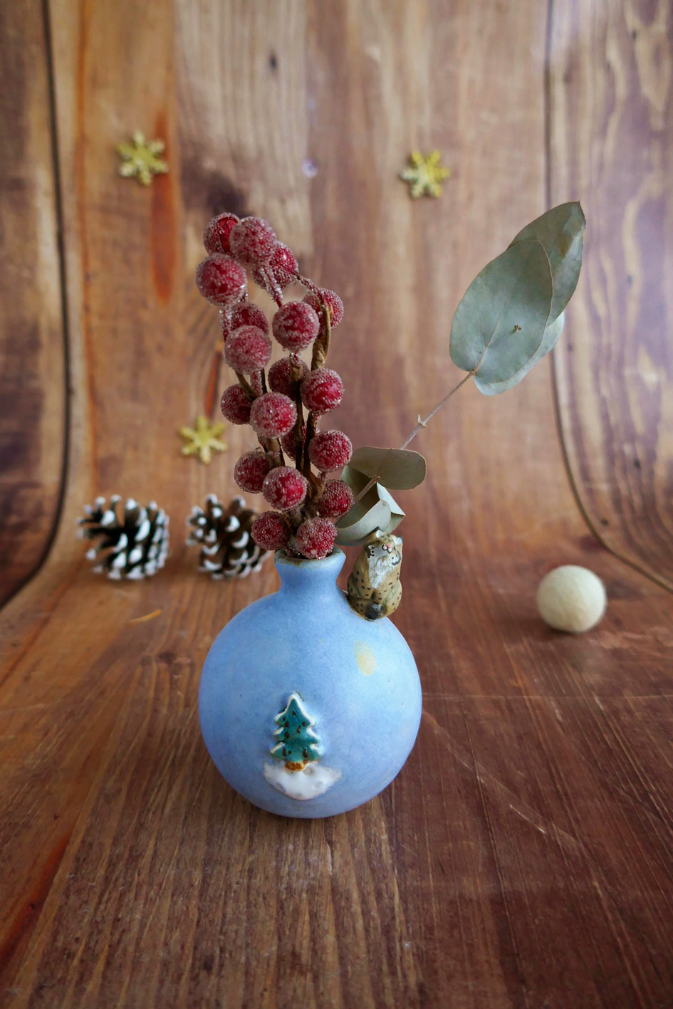 Mini Vase grès "Lynx au sapin" – Image 2