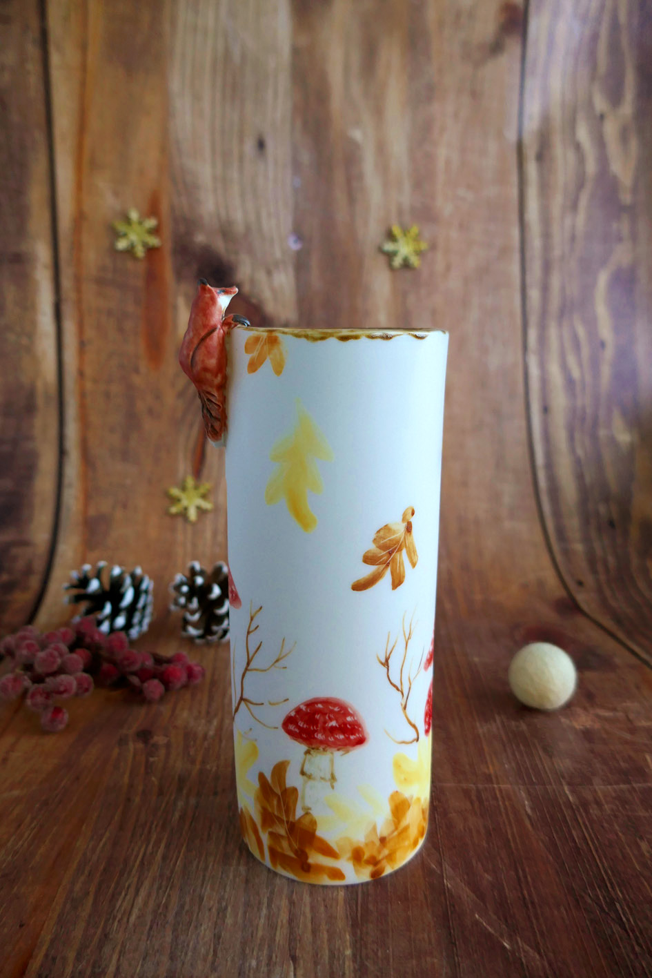 Vase long en porcelaine "Renard automnale" – Image 2