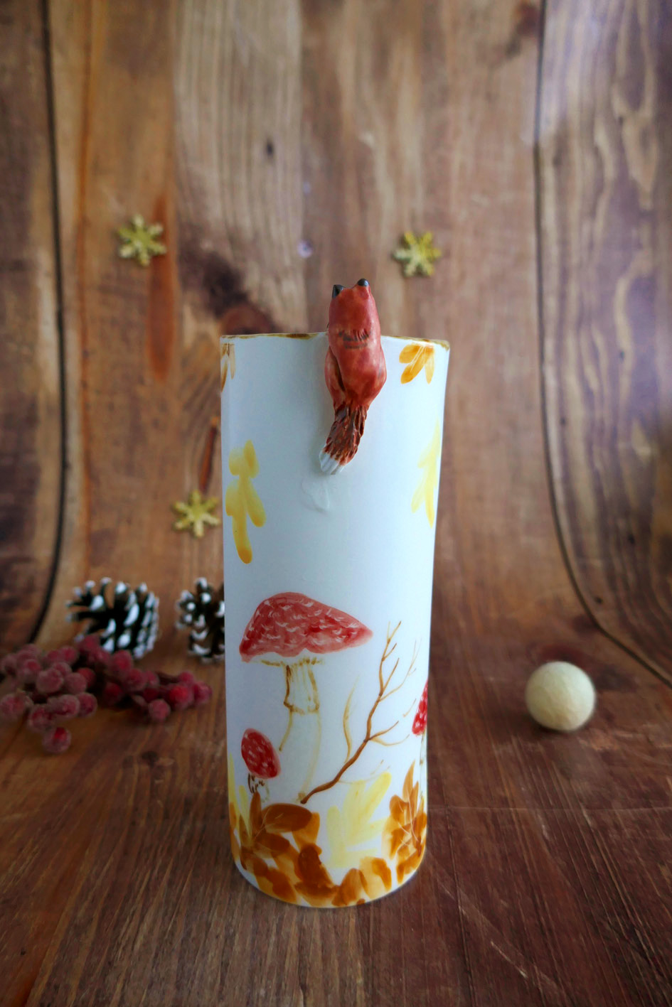 Vase long en porcelaine "Renard automnale" – Image 3