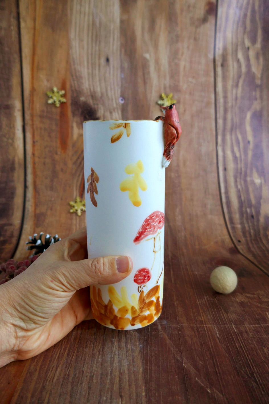 Vase long en porcelaine "Renard automnale" – Image 5