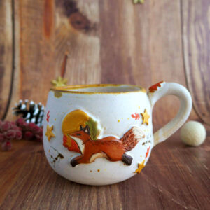 Tasse en grès "Course sous la lune"