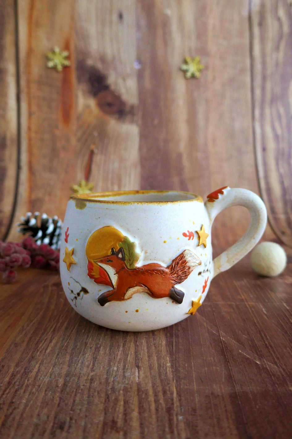 Tasse en grès "Course sous la lune"