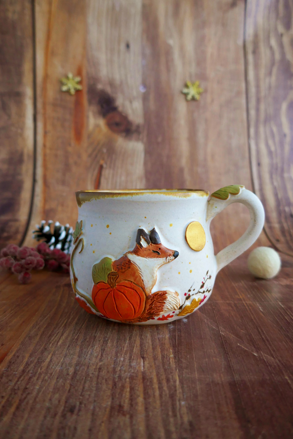 Tasse en grès "Renard & Citrouille"