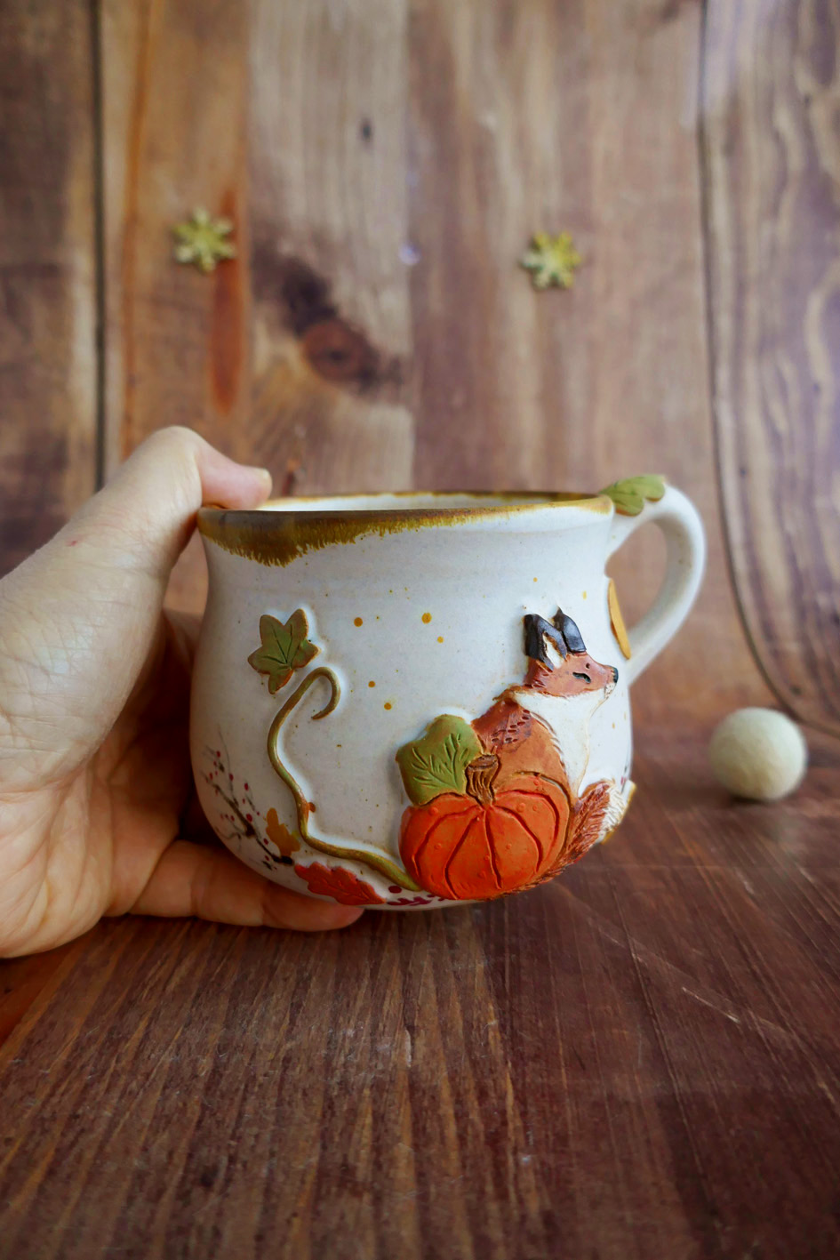 Tasse en grès "Renard & Citrouille" – Image 3