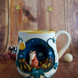 Grande Tasse en grès "Pleine Lune au lierre" - Pièce Unique