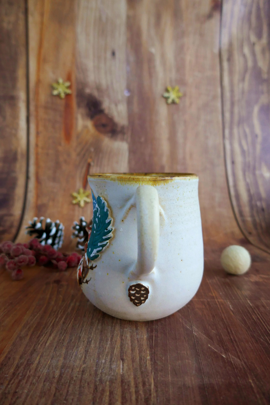 Grande Tasse en grès "Renard dans la forêt hivernale" - Pièce Unique – Image 2