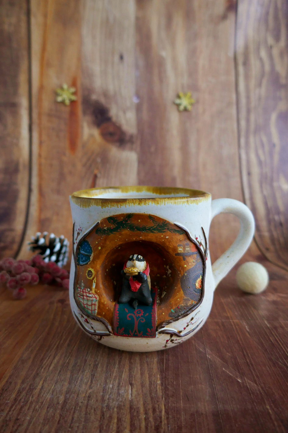 Grande Tasse en grès "Le gouter de Blaireau" - Pièce Unique