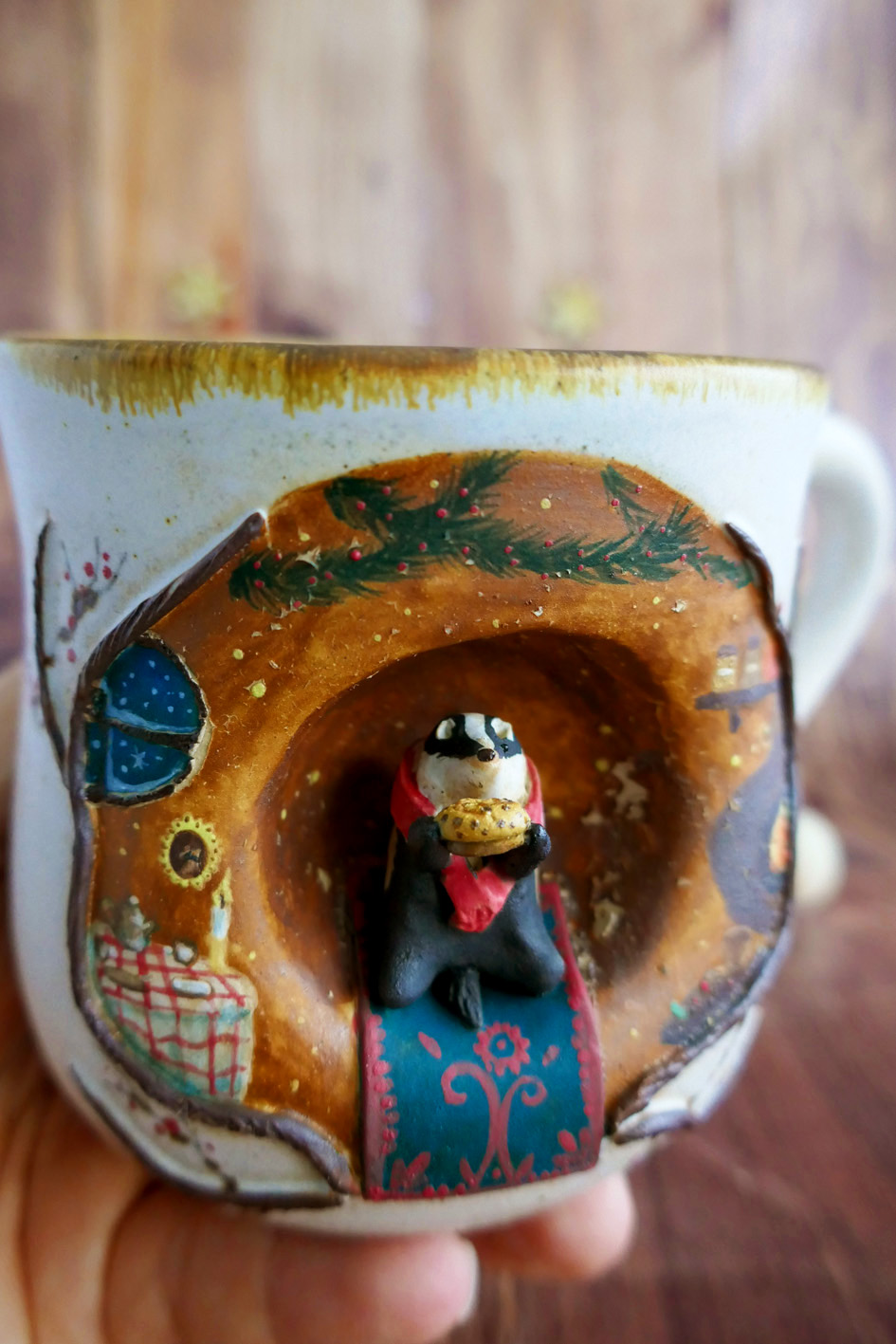 Grande Tasse en grès "Le gouter de Blaireau" - Pièce Unique – Image 3