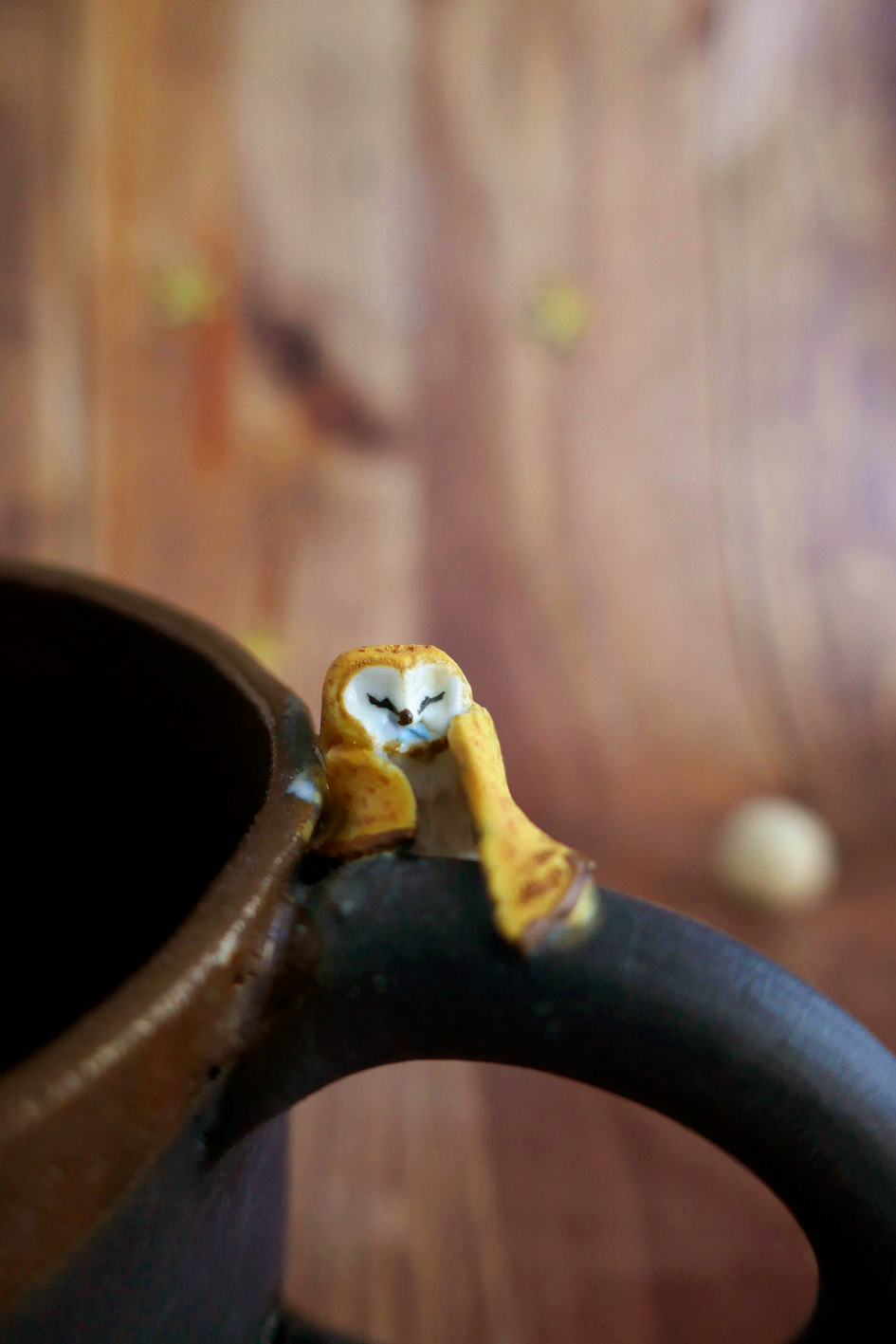 Tasse en Porcelaine noire "Effraie aux amanites" - Pièce Unique – Image 4