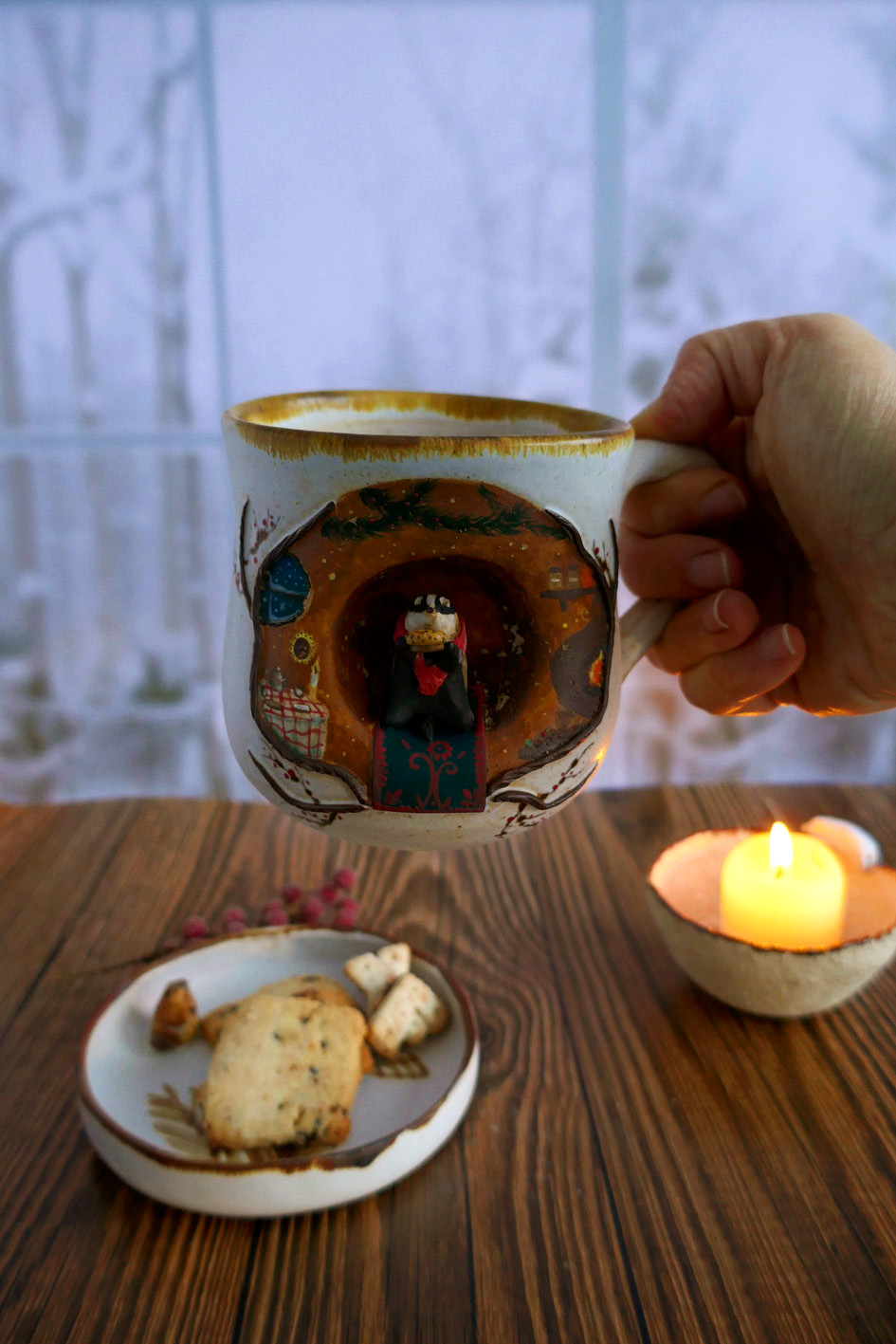 Grande Tasse en grès "Le gouter de Blaireau" - Pièce Unique – Image 4