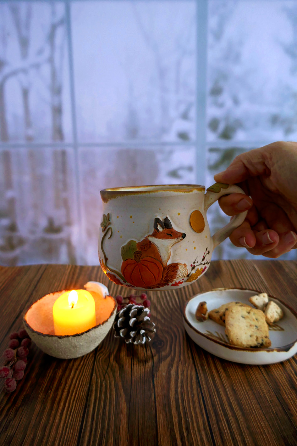 Tasse en grès "Renard & Citrouille" – Image 4