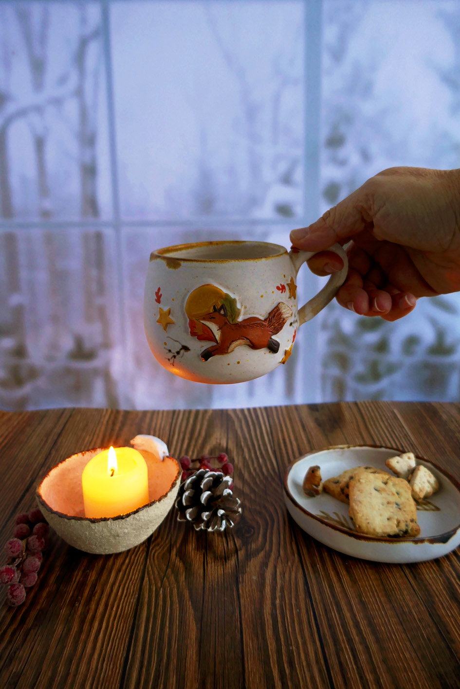 Tasse en grès "Course sous la lune" – Image 4