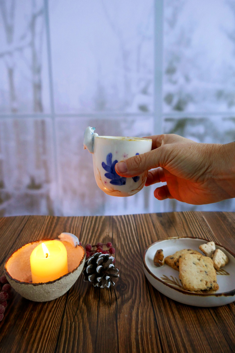 Tasses à Café en porcelaine "Panthère des Neiges" – Image 5