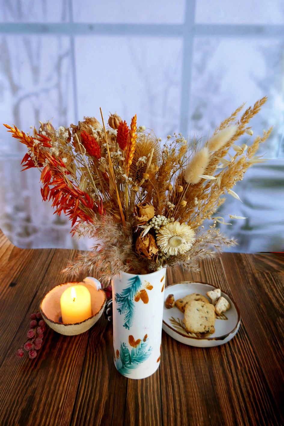 Vase long en porcelaine "Lynx aux sapins" – Image 8